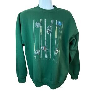 VINTAGE VAN HEUSEN Outdoor Adventures Fishing Sweater Large USA